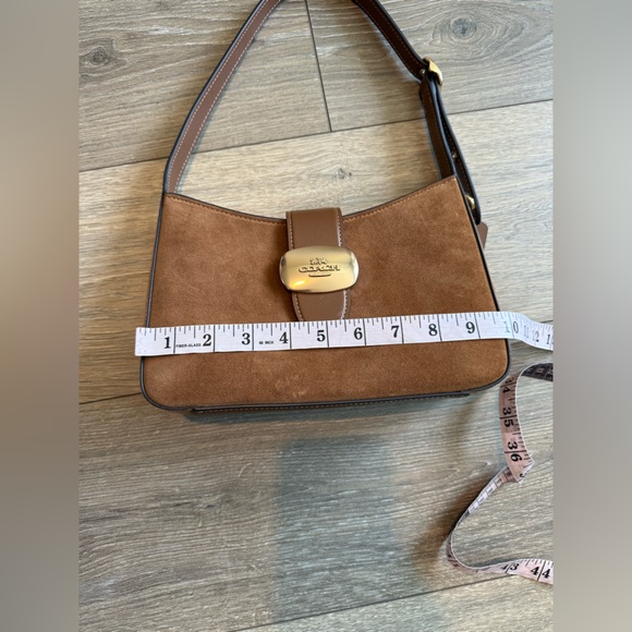 Coach Eliza Shoulder Bag Tan Leather Suede - Picture 9 of 15